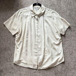 Vintage Silk Cream Button Down Shirt